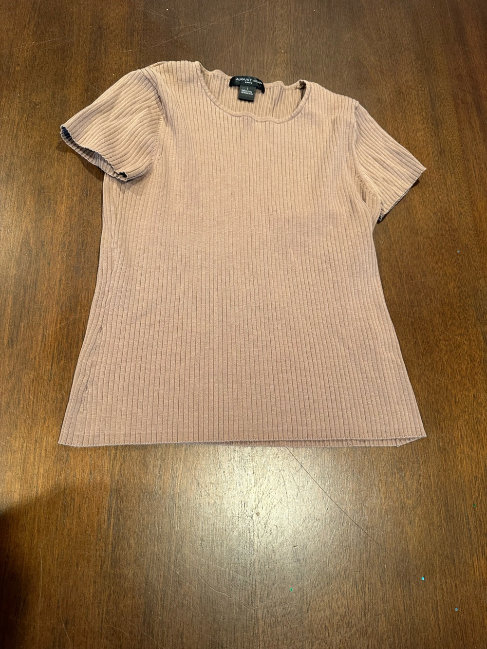 Ribbed Short Sleeve Top in Dusty Rose